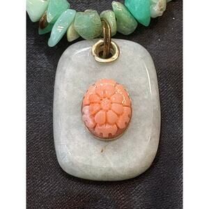 Vintage Jadeite Pendant Necklace 54g 1.25in Stone